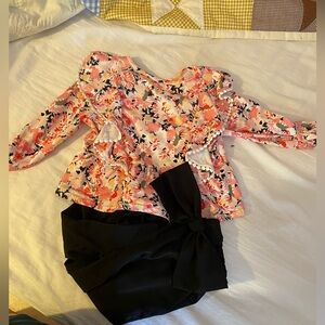 Floral Kids Matching Set - Pink and Black